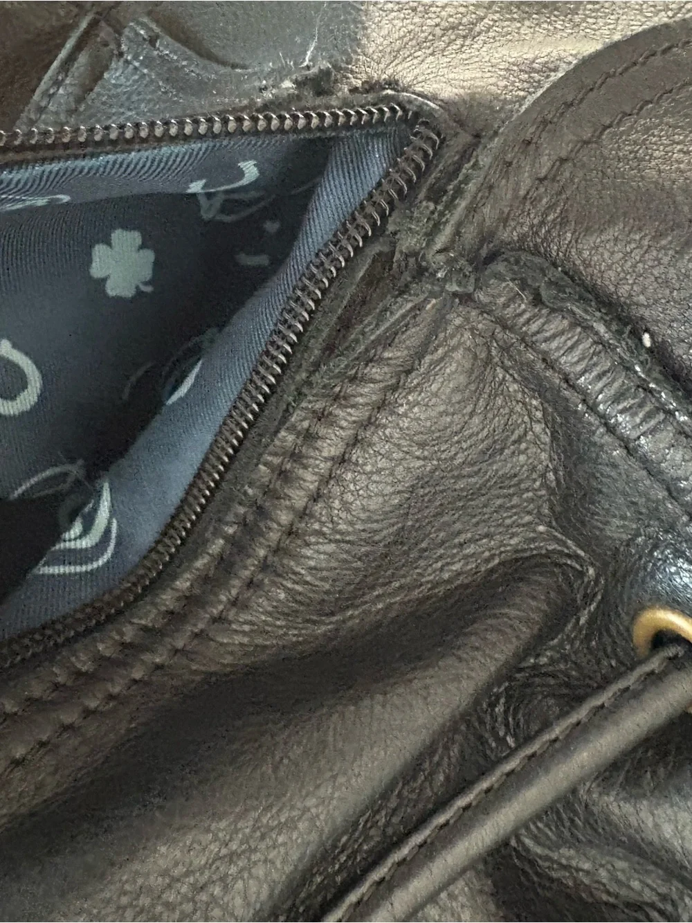 Lucky Brand Black Leather Drawstring Hobo with Chain Strap